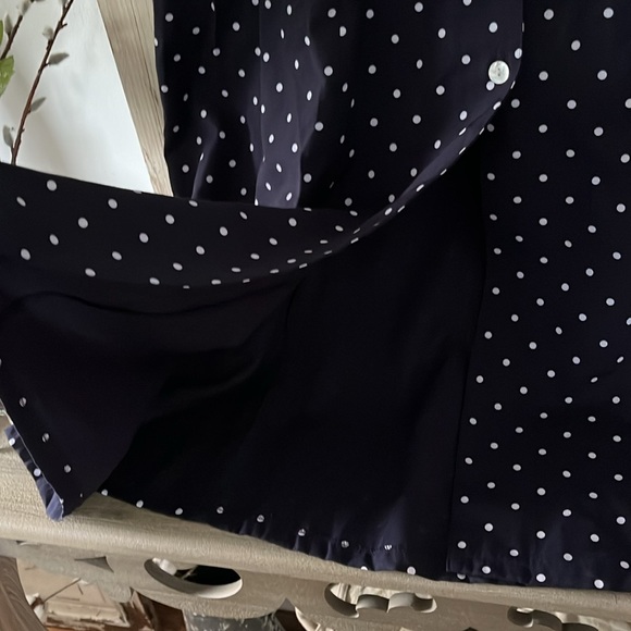 Vintage Navy and White Polka Dot Button Down Sleeveless Sheri Martin Midi Dress - Picture 4 of 10